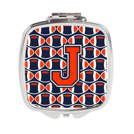 Carolines Treasures Letter J Football Orange, Blue and White Compact Mirror CJ1066-JSCM